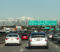 Los Angeles traffic jam with snowed capped peak on the back