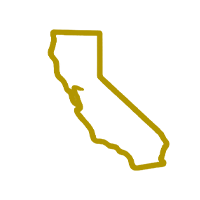 Outline map of California in gold on a white background.
